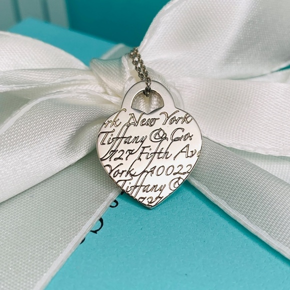 Tiffany & Co Heart Notes Necklace 16” Sterling Retired Box Fifth ave - Picture 3 of 9